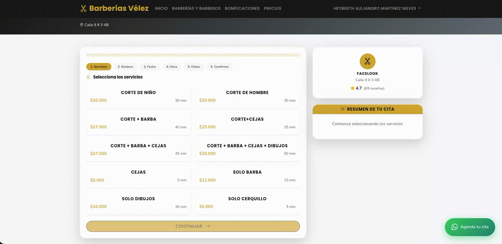 Demo Barberías Vélez